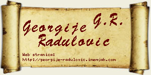 Georgije Radulović vizit kartica